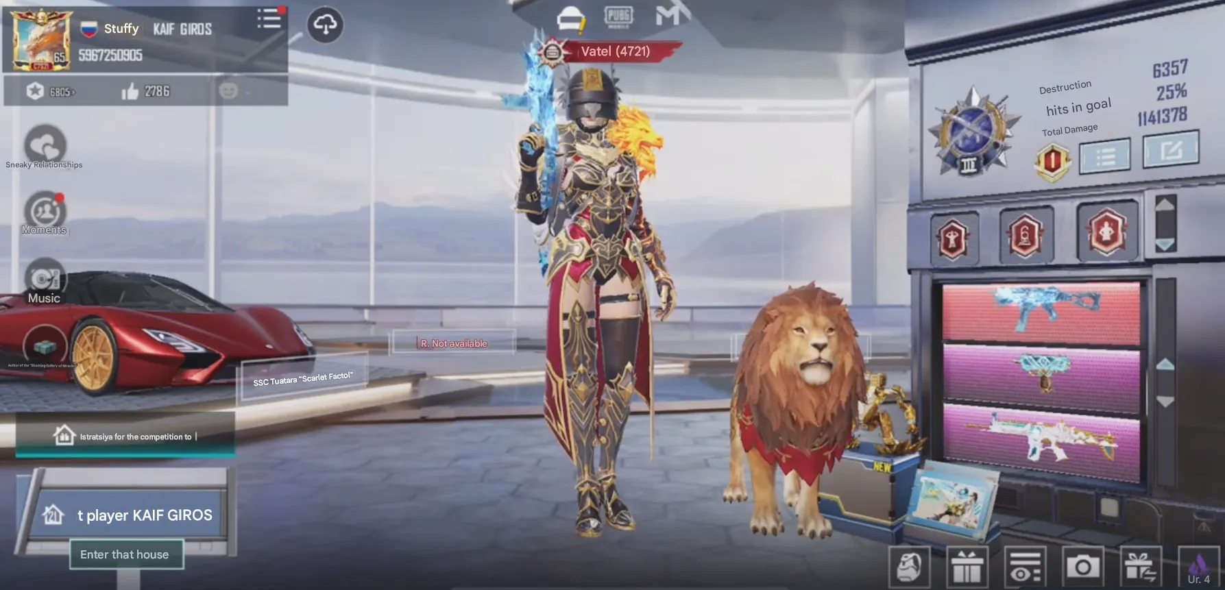 PGM273 Account With X Costume Ignis Lv.6, First-Dream Light Gold Suit, Tuatara, UMP45 Frosty Lv.7, Scar-L Citadel Lv.5 (G)